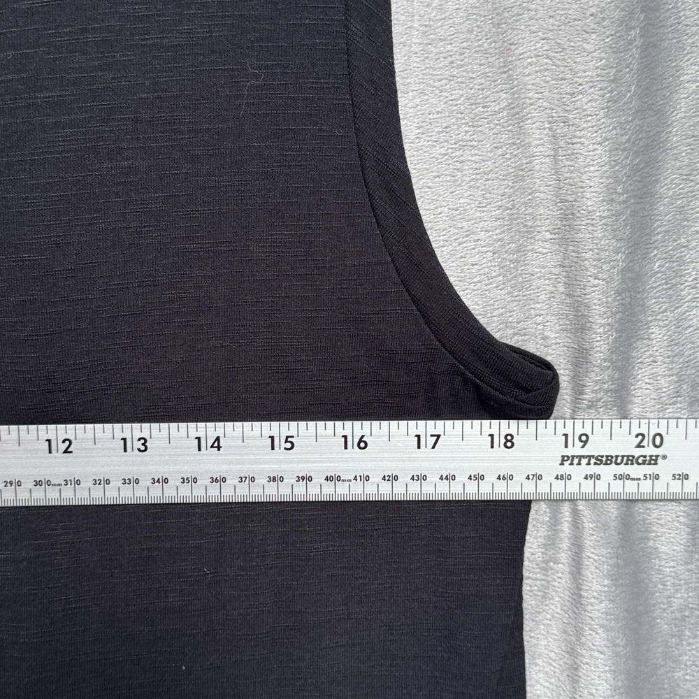 Adrienne Vittadini Shirt Womens Medium Black Sleeveless High Low Chiffon Trim - Picture 6 of 7